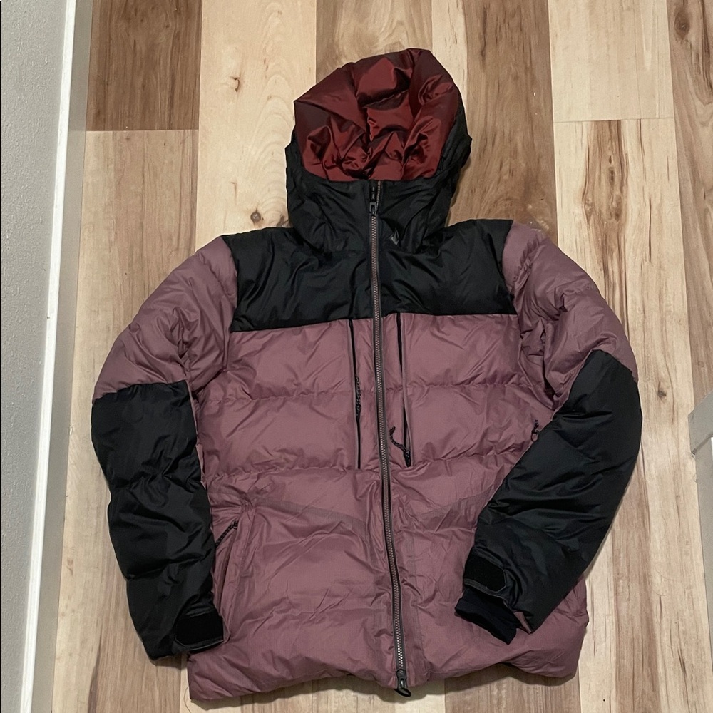 VOLCOM Black and Burgundy Puffer Jacket!